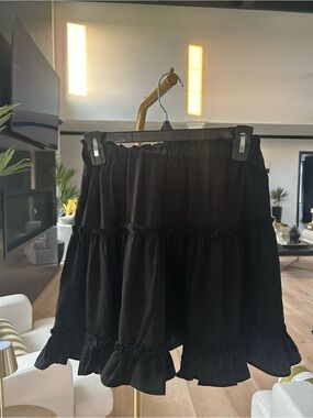 Black Tiered Ruffle Mini Skirt - Women